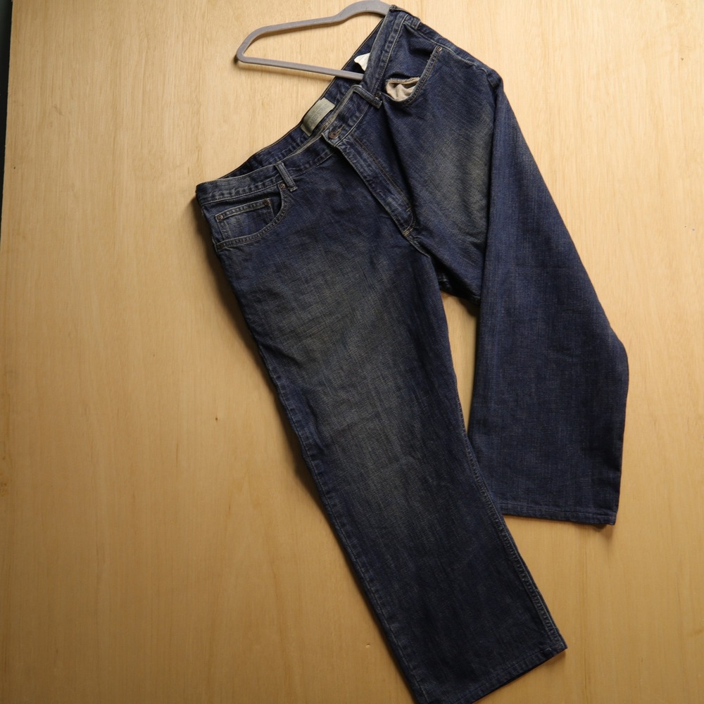 Wrangler Jeans Co Mens Relaxed Straight Blue Denim Jeans 40x26 Dark Wash